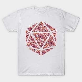 Purple Sunset Gradient Rose Vintage Pattern Silhouette D20 - Subtle Dungeons and Dragons Design T-Shirt